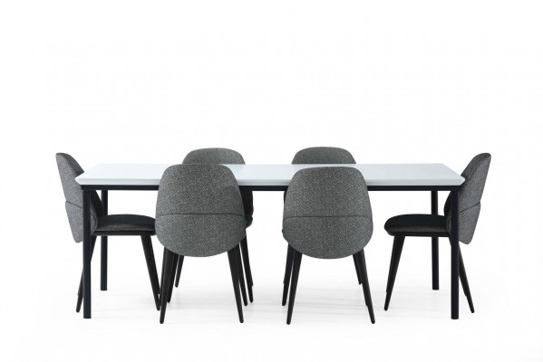 Salle à manger Groupe Table à manger Chaises Table Bois Ensemble 7 pièces Gris Moderne Ensemble