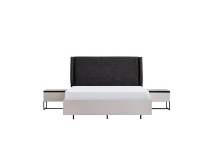 Meubles de chambre complète Lit double Bois 3 pièces Design Blanc Ensemble de lit