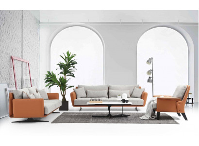 Ensemble de canapé complet Sofa 3-2-1 places en tissu orange