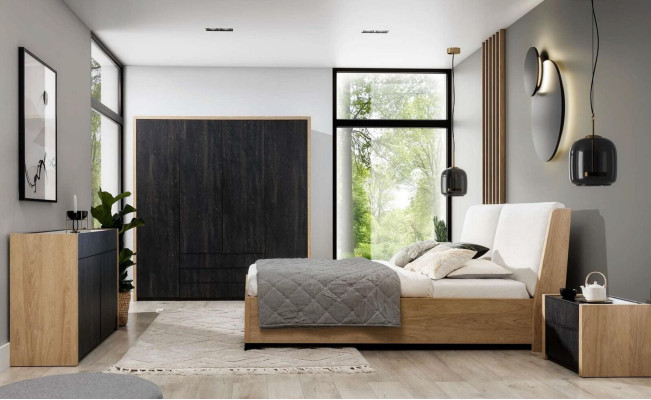 Lit Bois Beige Design Moderne Chambre à Coucher Lits Doubles Meubles Élégants Nouveaux