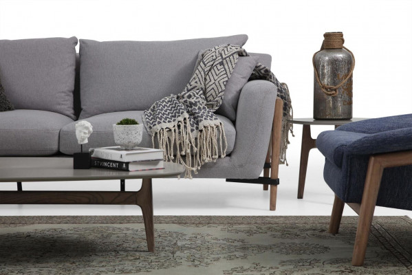 Sofa-Set 2-2-1 Canapé 2 Places Ensemble de Canapé en Tissu Moderne Bleu Groupe de Salon