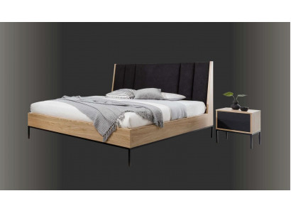 Ensemble de chambre Beige Lit Élégant 2x Tables de chevet de Luxe Moderne neuves en 3 pièces.