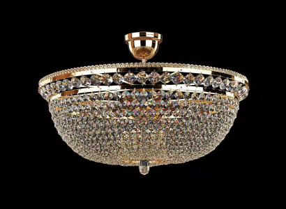 Lustres de luxe en cristal rond Luminaire de plafond Lustre de plafond Lustre doré