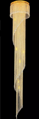 Grand lustre de plafond de galerie longue Grand lustre Plafonnier Or Cristal 240 cm