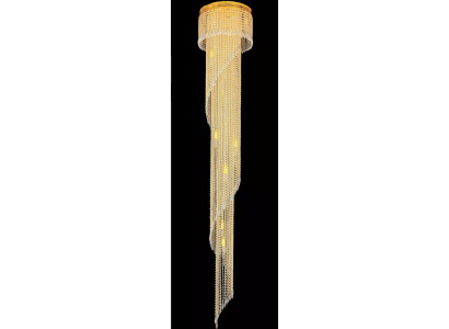 Grand lustre de plafond de galerie longue Grand lustre Plafonnier Or Cristal 240 cm