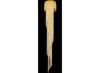 Grand lustre de plafond de galerie longue Grand lustre Plafonnier Or Cristal 240 cm