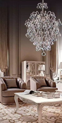 Lustre de luxe Plafonnier Lustre en cristal argenté
