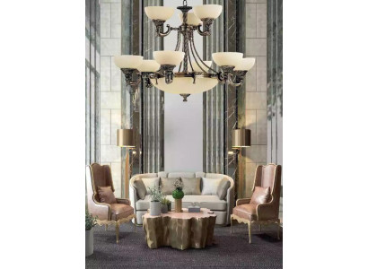Lustre Lustre Plafonierre Grand Lustre Plafond Lampe Beige Lampe en verre