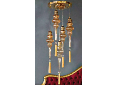 Lustre rond Plafonnier Lustre Lampe de plafond Lampes en verre Or