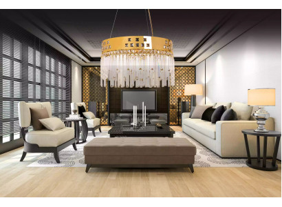 Beau lustre en laiton et cristal, nouveau lustre pour le salon, or de luxe