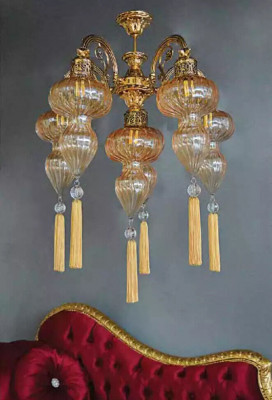 Lustre Lustre Lampe de plafond Lampes Verre Jaune Moderne