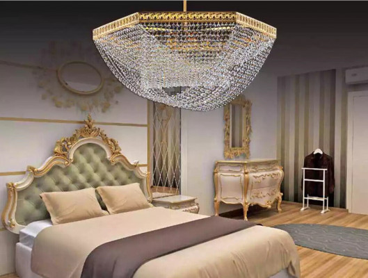Plafonnier de luxe en or Lustre de lustre en cristal d'art
