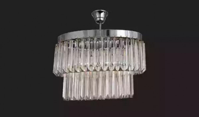 Salon Lustre Cristal Plafonnier neuf gris Moderne