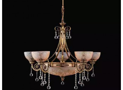 Lampe de plafond Lustre Luminaire Suspension Verre Or Marron