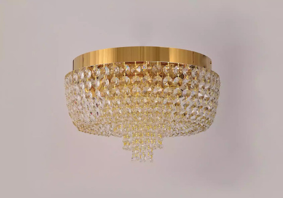 Lustre de plafond Luxe Lustre doré Plafonnier Lustre Cristal Art