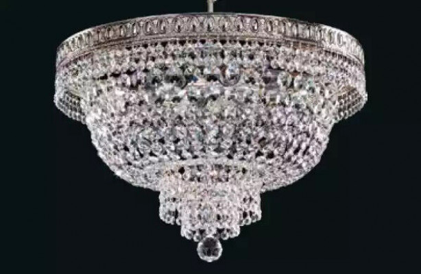 Lustre rond en cristal Lampe de plafond Lustre de luxe en argent Chandelier