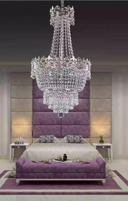 Lustre lustre de plafond plafonnier argenté suspension en cristal lustre hanging lamp