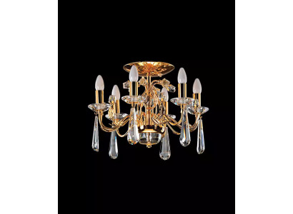 Lustre de plafond en cristal doré classique lampe en verre doré.