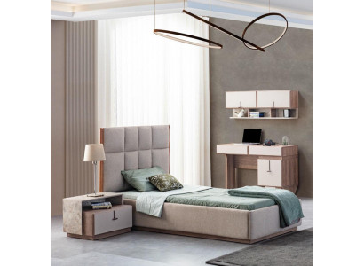 Chambre d'enfants Mobilier Designer Lit simple en bois Table de chevet Bureau 4 pièces