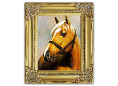 Image à l'huile, peinture à l'huile, peintures, images, cadre, peinture à l'huile peinte à la main avec cadre, cheval baroque G16125