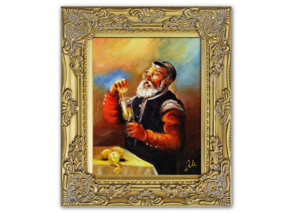 Image à l'huile, peinture à l'huile, peintures, images, image peinte à la main à l'huile avec cadre baroque G01490