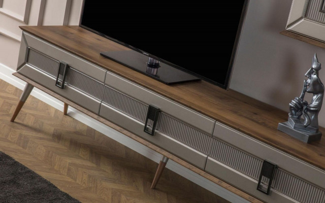 Meubles de salon modernes en brun Table basse robuste Étagère design en designer 2 pièces.