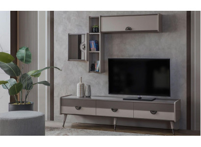 Buffet de salon beige, meuble TV robuste, meuble TV bas, étagères de luxe