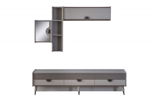 Buffet de salon beige, meuble TV robuste, meuble TV bas, étagères de luxe