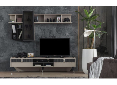 meuble bas en bois exclusif moderne pour télévision et étagère