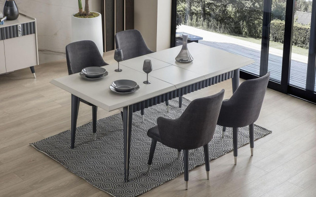 Table de salle à manger grise Table en bois robuste Designer Luxueux Mobilier Salle à manger