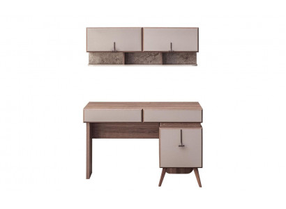 Bureau beige, bureau de luxe, armoire murale, bureau d'ordinateur, ensemble de bureau.