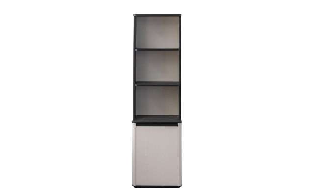 Étagère pour enfants noire et blanche, conçue par un designer, bibliothèque sur pieds.
