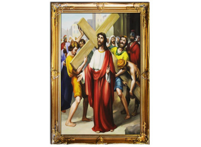 Crucifixion Jésus-Christ Image à l'huile artisanale Image à l'huile image à l'huile Cadre image G01617