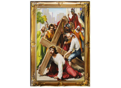 Crucifixion de Jésus-Christ Peinture à l'huile à la main photo image cadre image G01620