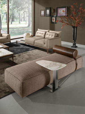 Chaise longue de luxe en tissu pour salon, canapé de design marron, meubles Prianera