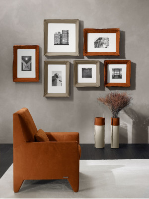 Fauteuil Design Moderne Siège Salon Rembourrage Monoplace Textile Brun Style Luxe