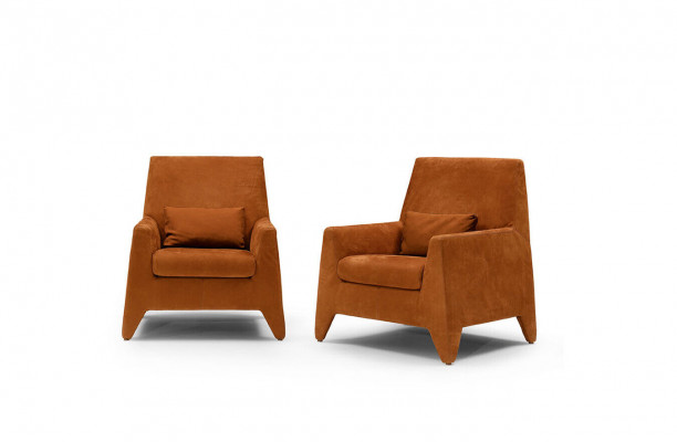 Fauteuil Design Moderne Siège Salon Rembourrage Monoplace Textile Brun Style Luxe
