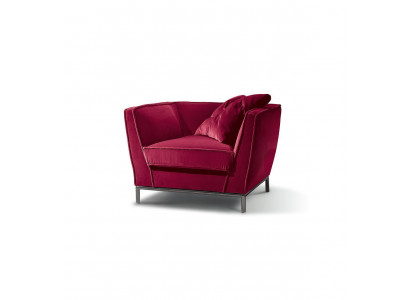 Fauteuil de relaxation rouge monoplace de luxe avec revêtement italien de la marque Prianera nouveau.
