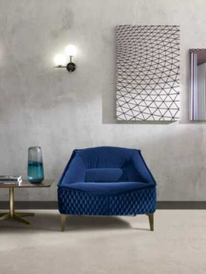 Fauteuil Mobilier Moderne Salon en Tissu Luxe Textile Relax Assise Bleu Prianera