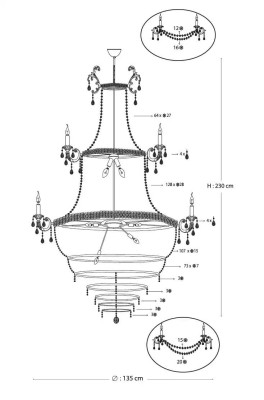 Lampes Luminaire Lustre Lampe en cristal Lampes Plafonnier Lampe 135x230