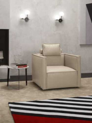 Fauteuil individuel 1 place Siège rembourré Designer Textile Siège en cuir Gris moderne