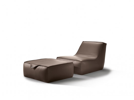 Fauteuil design Tabouret Siège Luxe Monoplace Moderne Meuble en cuir gris Monoplace Prianera