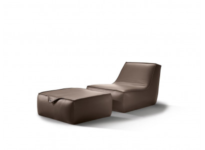 Fauteuil design Tabouret Siège Luxe Monoplace Moderne Meuble en cuir gris Monoplace Prianera