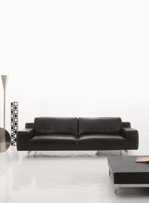Trois places canapé de luxe 3 places Canapés Siège Design Canapé Mobilier Style Cuir Noir