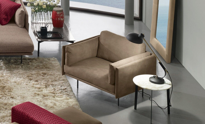 Fauteuil design en cuir gris rembourré pièce de vie moderne meubles en bois de luxe détente nouveau