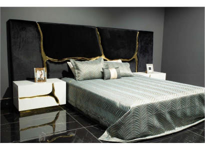 Suite de chambre Lit double Lit de luxe Tables de chevet Modernes Noir