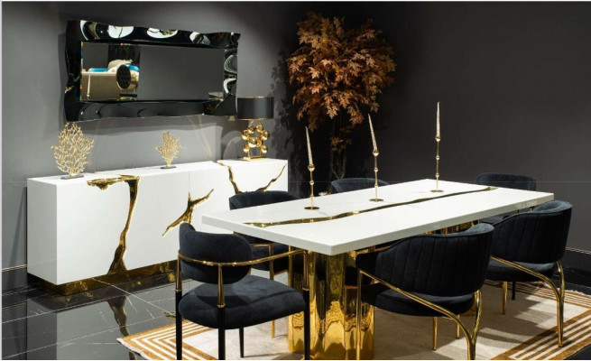 Mobilier de salle à manger Ensemble de salle à manger Coin repas de luxe Table de salle à manger Chaises Blanches 7 pièces Bois