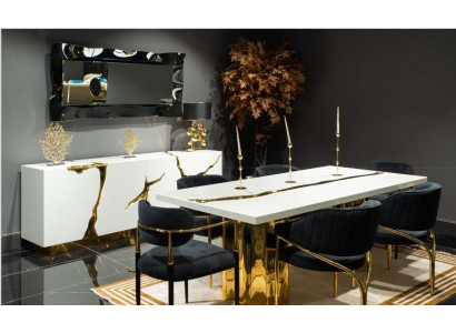 Mobilier de salle à manger Ensemble de salle à manger Coin repas de luxe Table de salle à manger Chaises Blanches 7 pièces Bois