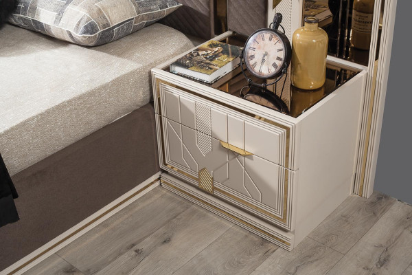 Ensemble de chambre à coucher de luxe Lit 2x Tables de chevet Garde-robe Design 7 pièces