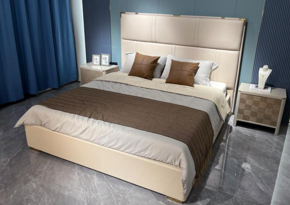 Ensemble de chambre à coucher Lit 2x Table de chevet Design Lits de luxe modernes 3 pièces